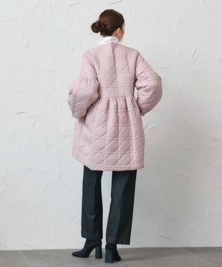 ミックスステッチ・ボリュームペプラム中綿コート「D1416」