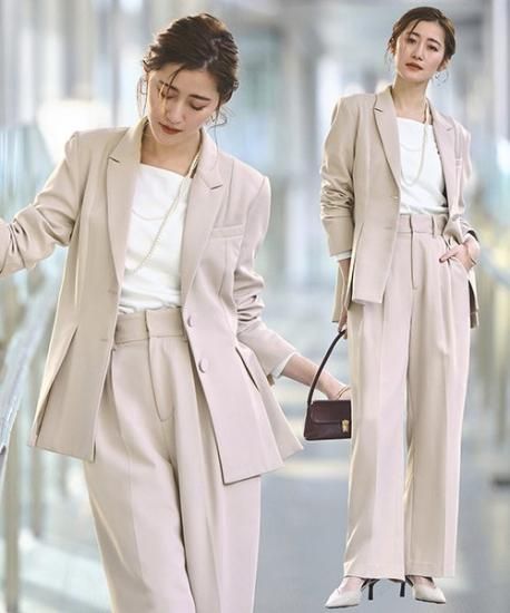 洗える/ストレッチ】楽ちんベーシックスーツスリットヘムテーラード