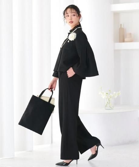 ノーカラーショートフレアジャケットワイドパンツスーツ「SU1667」