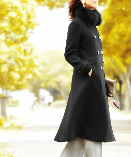 フォックスファーWブレストロングコート「K609」-RUIRUE BOUTIQUE