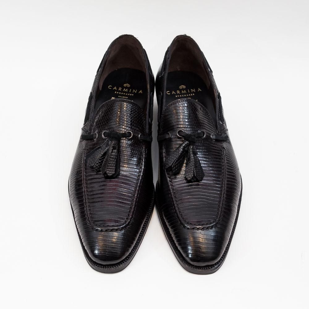 カルミナ タッセルローファー リザード ブラック サイズ7.5 - 中古革靴