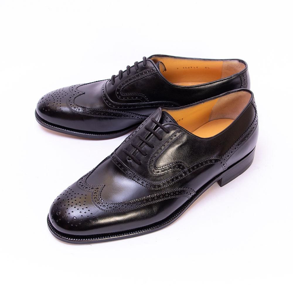 タニノクリスチー フルブローグ ウィングチップ ブラック サイズ6.5