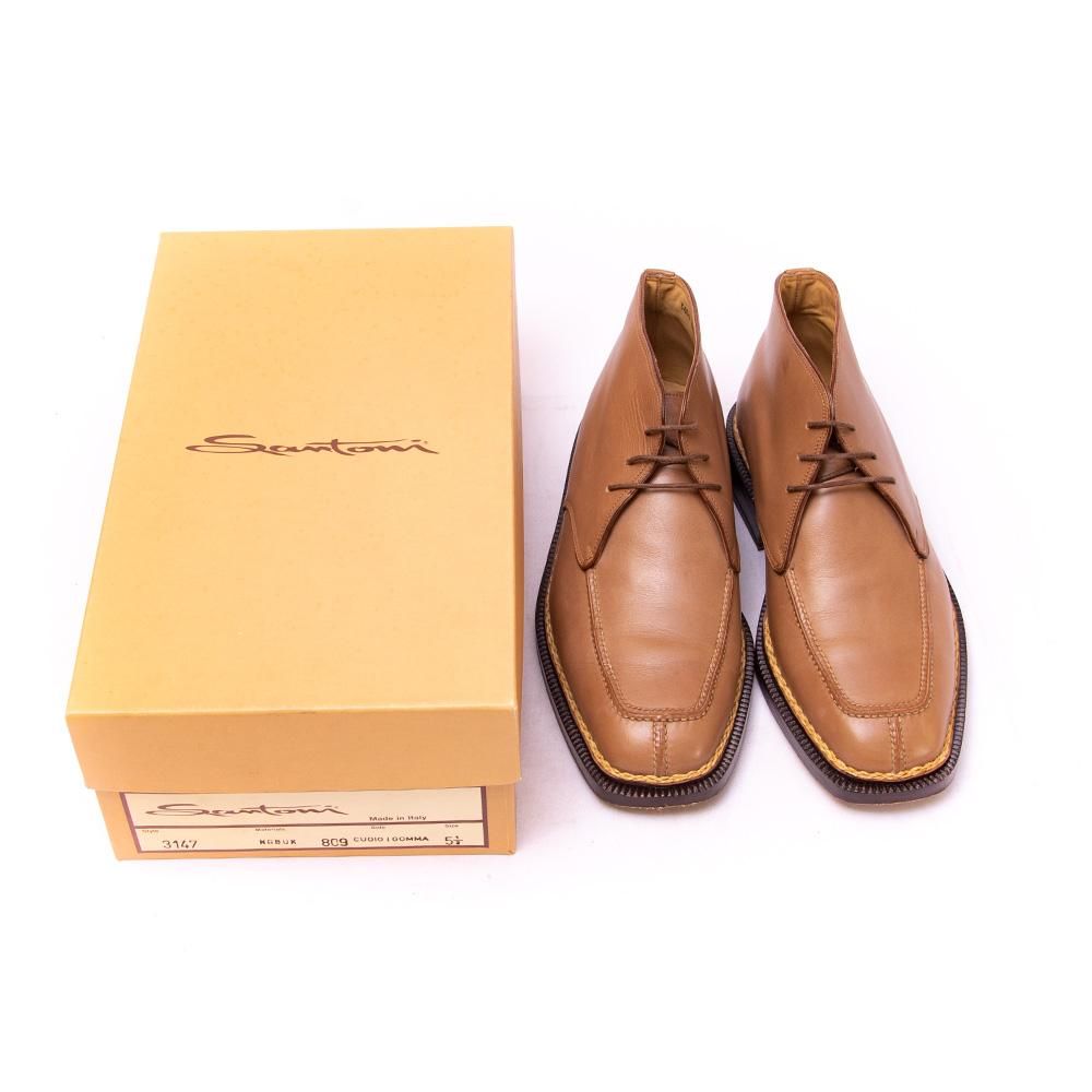 サントーニ チャッカブーツ Uチップ ベージュ ノルベジェーゼ製法