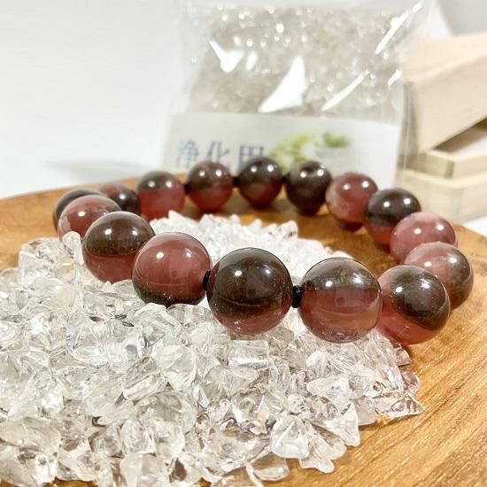 北海道稲倉産ロードクロサイト ブレスレット 12mm玉 水晶さざれ石