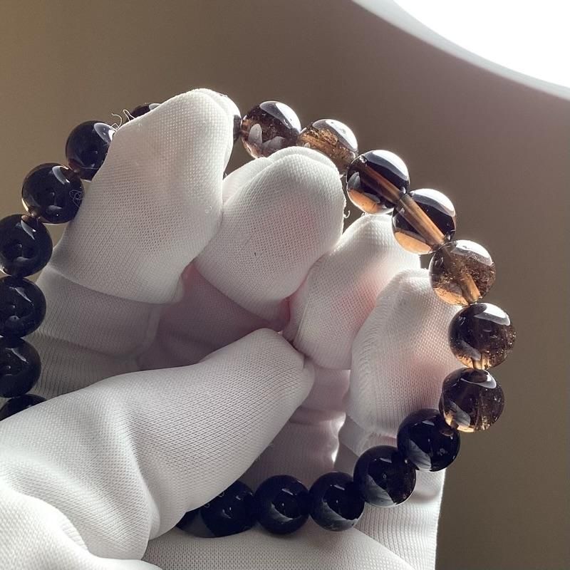 黒平産黒水晶 AAA ブレスレット 8mm玉 】 モリオン 山梨県 黒平鉱山 黒