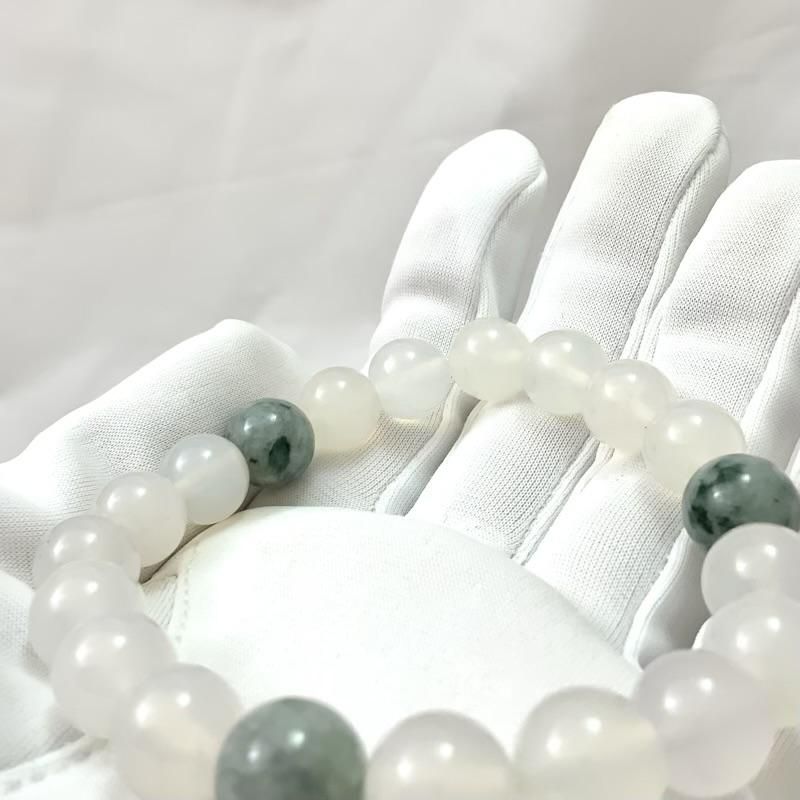 糸魚川翡翠/白めのう ブレスレット 】 国産 天然石 糸魚川翡翠 ひすい