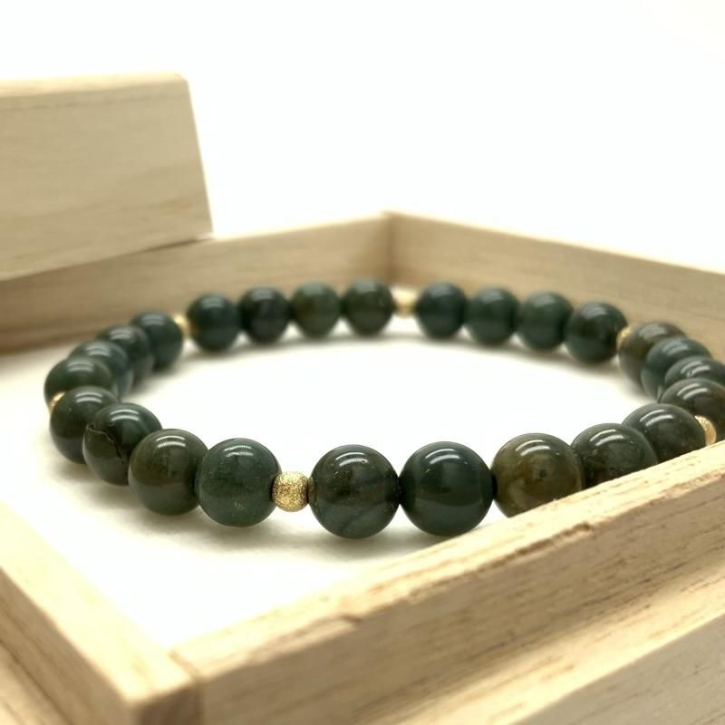 碧玉 ブレスレット 】 出雲石 国産 花仙山 青めのう 緑 限定品 稀少