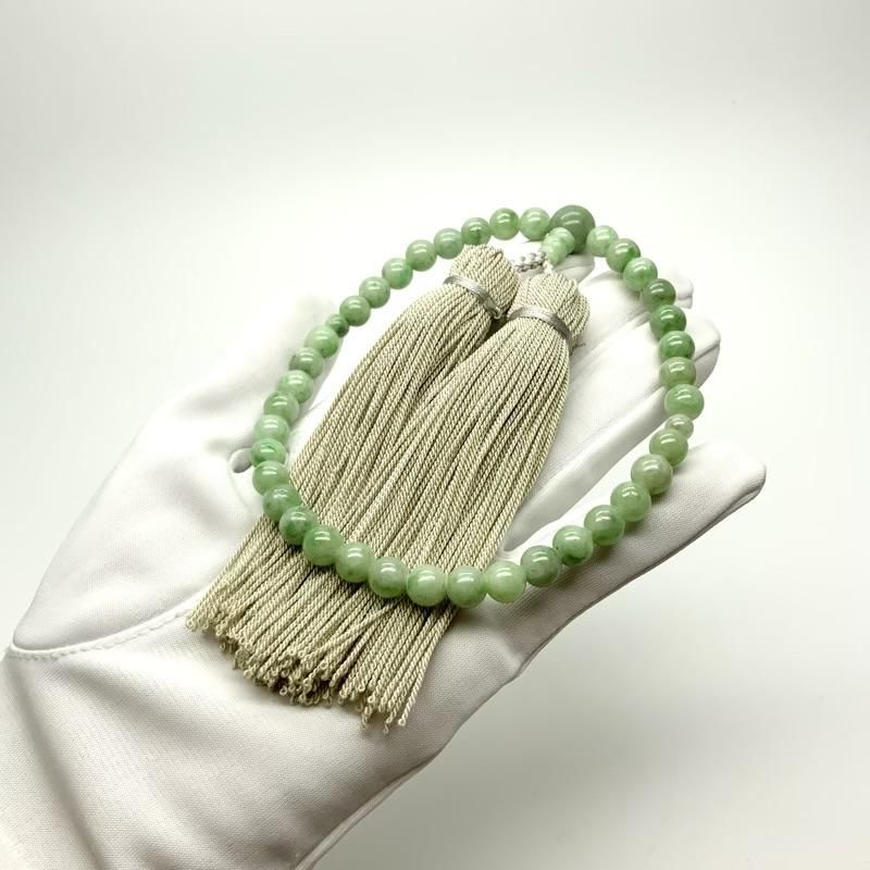 念珠 糸魚川翡翠 8mm玉 】 数珠 ねんじゅ 冠婚葬祭 シンプル 葬儀 葬式