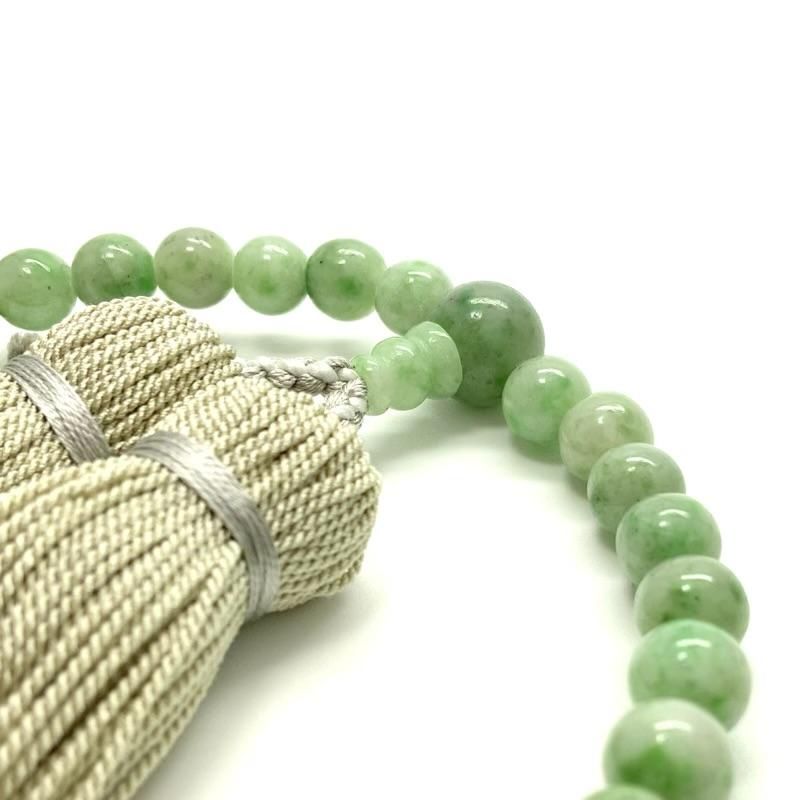 念珠 糸魚川翡翠 8mm玉 】 数珠 ねんじゅ 冠婚葬祭 シンプル 葬儀 葬式