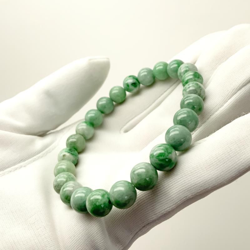 糸魚川翡翠 ブレスレット 8mm玉 】 糸魚川産翡翠 限定 一点物 天然石