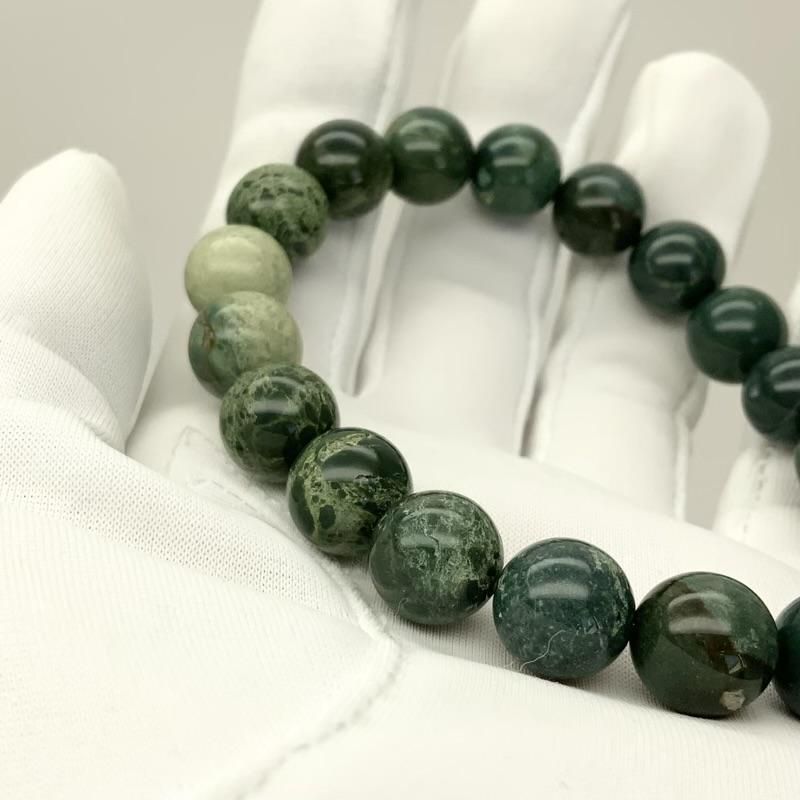 出雲石/碧玉 ブレスレット AA 10mm 】 出雲石 国産 花仙山 青めのう 緑
