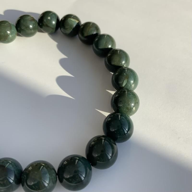 出雲石/碧玉 ブレスレット AA 10mm 】 出雲石 国産 花仙山 青めのう 緑