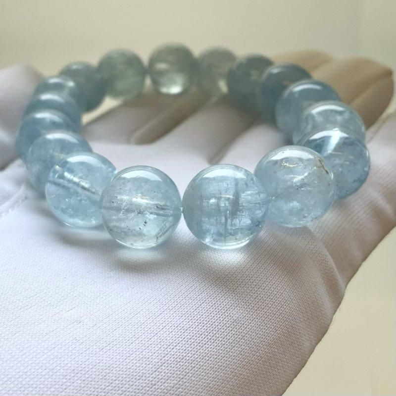 アクアマリン ブレスレット 11-12mm玉 】 天使の石 恋愛成就 幸運 人魚