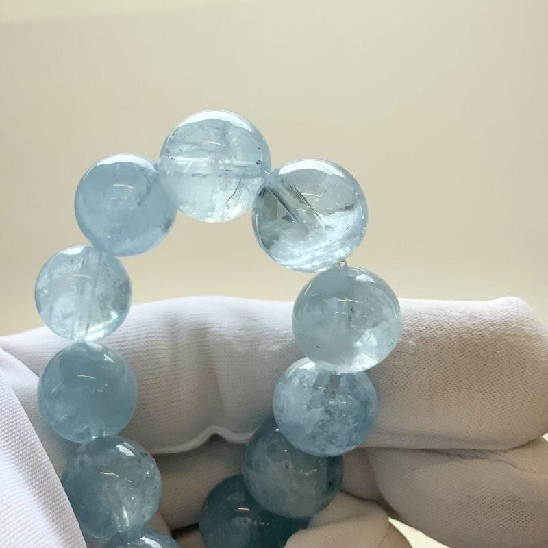 アクアマリン ブレスレット 11-12mm玉 】 天使の石 恋愛成就 幸運 人魚