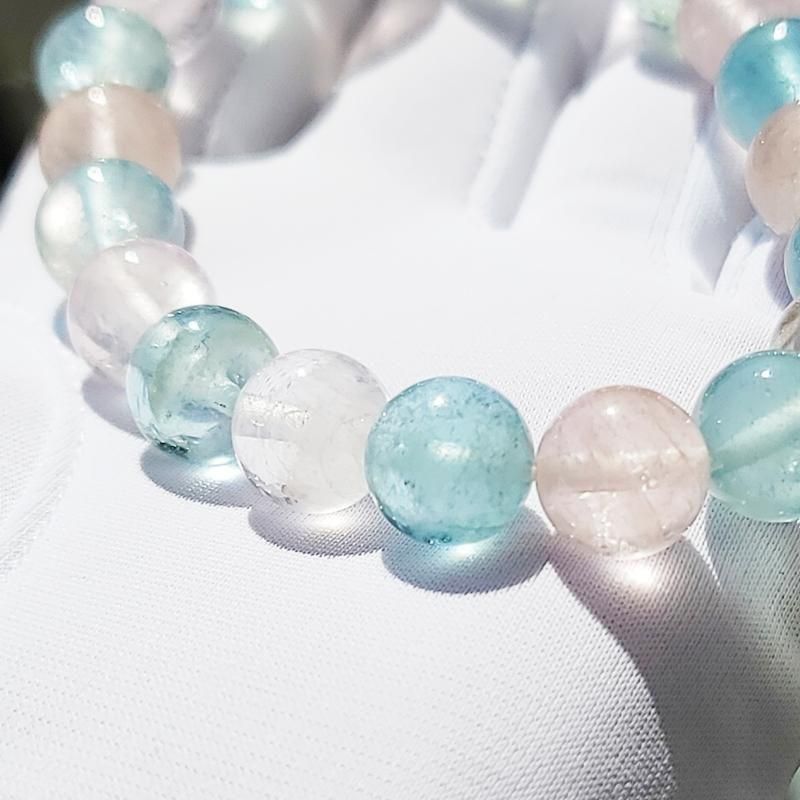 アクアマリン モルガナイト ブレスレット 10mm玉 】 | めのうの店川島