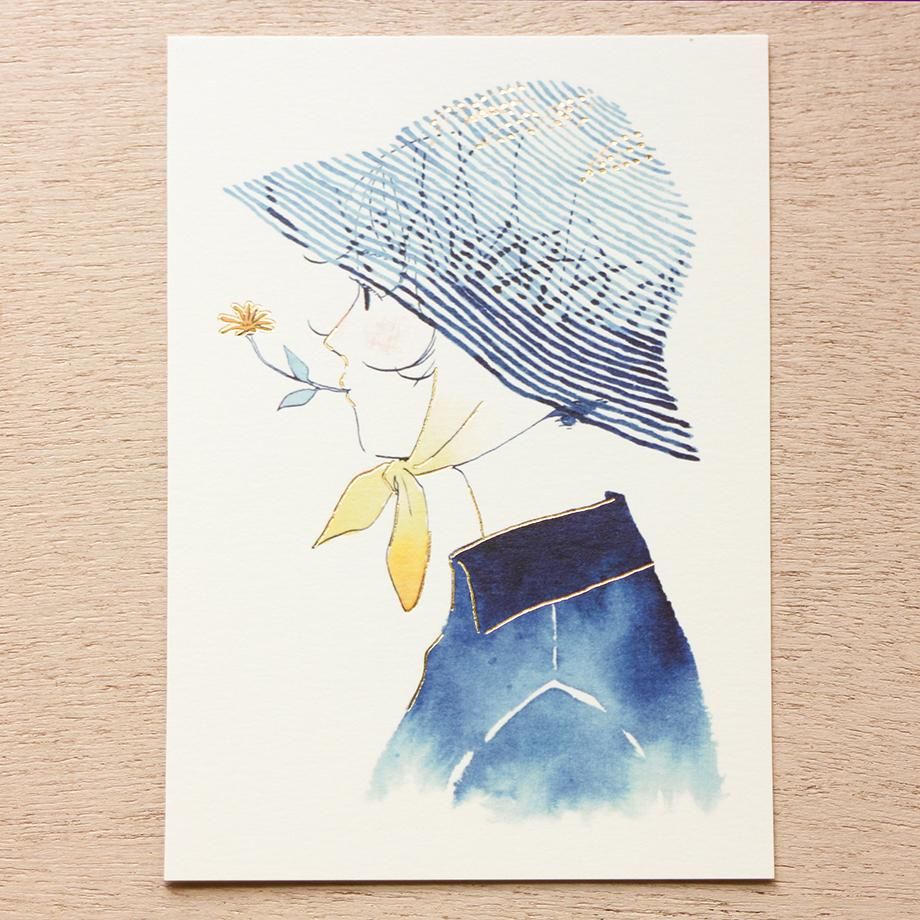 藤巻佐有梨 箔押しポストカード ススキ