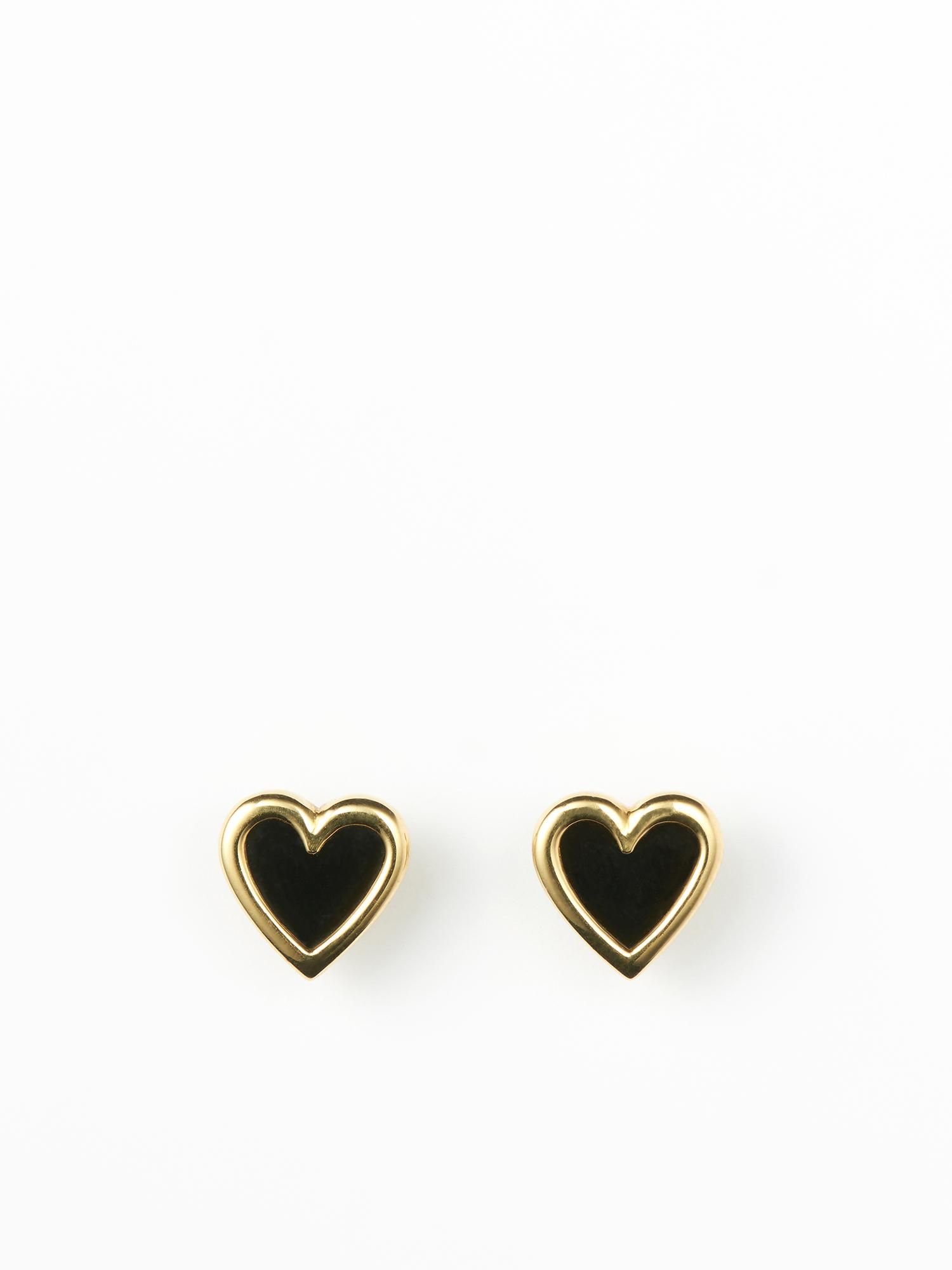 SOPHISTICATED VINTAGE / Vis stone earrings (heart) / Onyx - GIGI