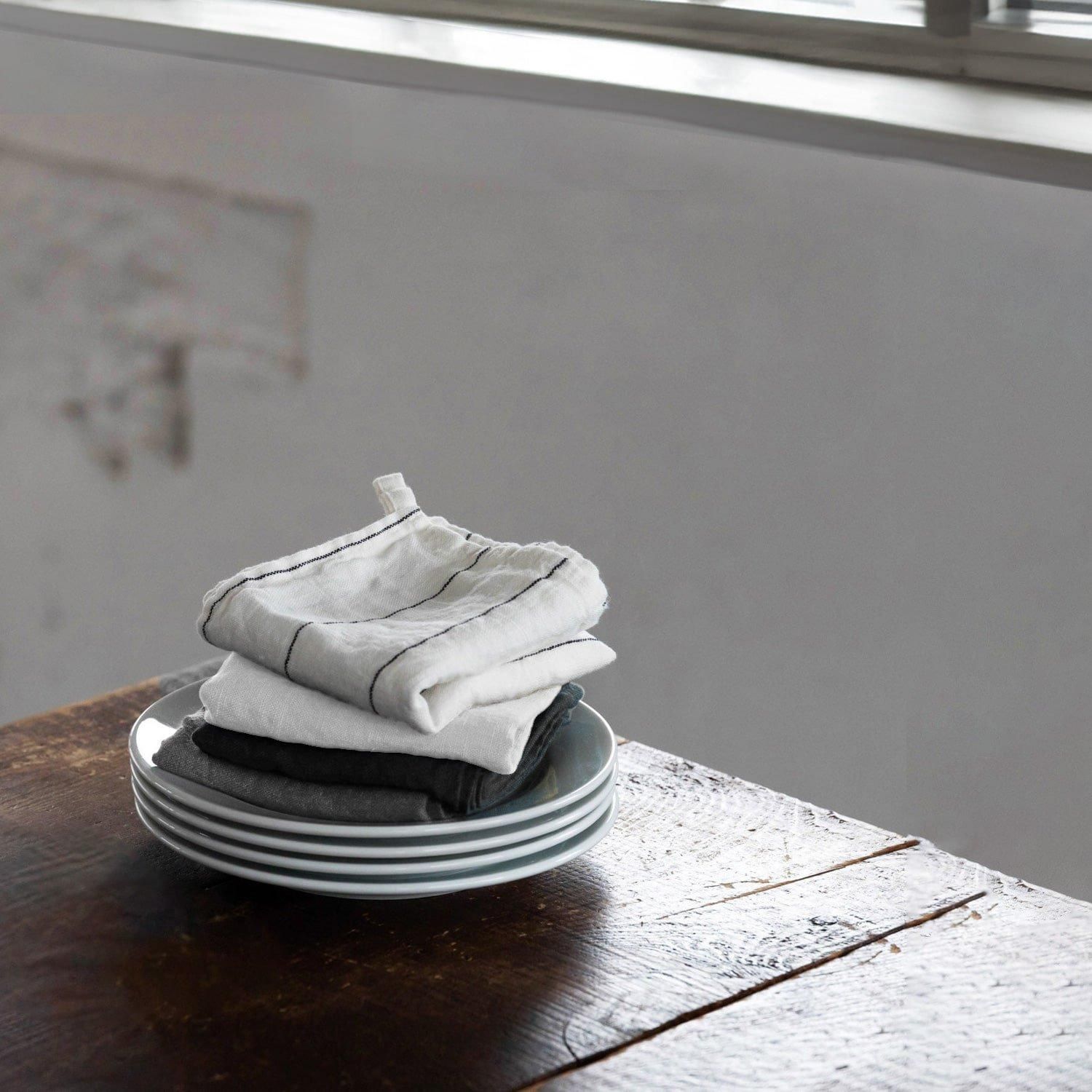 リトアニアリネンのキッチンクロス スクエア - LADER