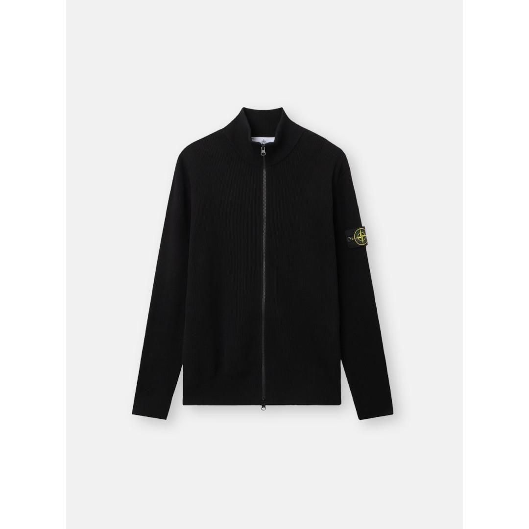 STONE ISLAND | ストーンアイランド REGULAR-FIT ZIP-UP JUMPER BLACK