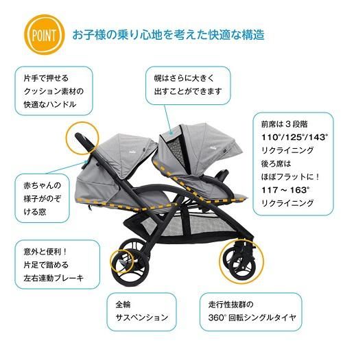 2人乗りベビーカーのレンタルなら双葉堂【Joie】エヴァライト デュオ