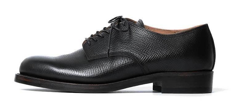 MOTO 2152 クロスハッチコードバンプレーントゥシューズ (ブラック)