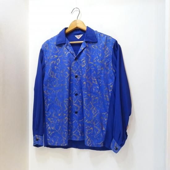 50年代製 Vintage コットン × レーヨン オープンカラーシャツ