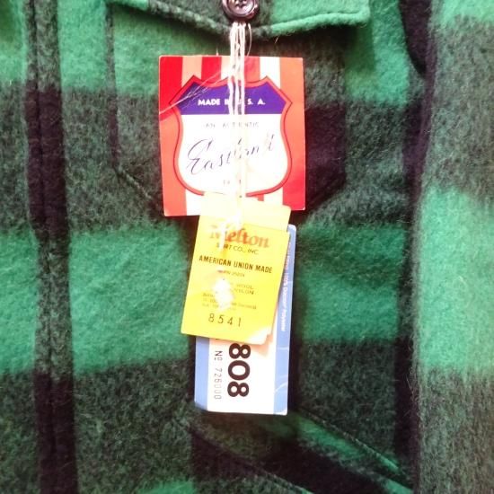 デッド 70年代製 メルトン 緑黒バッファローチェック ウールジャケット