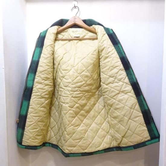 デッド 70年代製 メルトン 緑黒バッファローチェック ウールジャケット