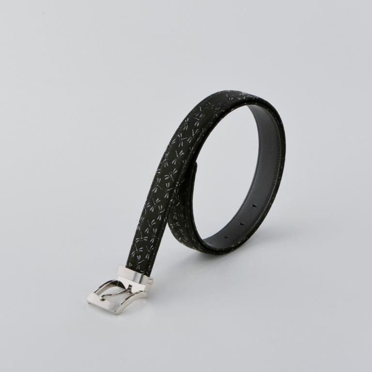 B30ベルト［黒地×黒漆×とんぼ］：印傳屋公式オンラインショップ｜INDEN-YA