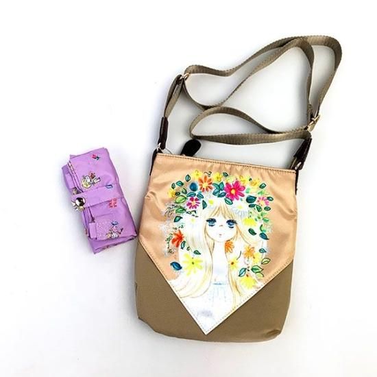 水森亜土 ショルダーバッグ エコバッグセット ベージュ フラワー 亜土
