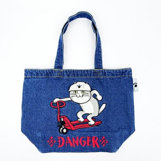 くまみね 仕事猫 デニム刺繍 B4トート ※DANGER※ バッグ