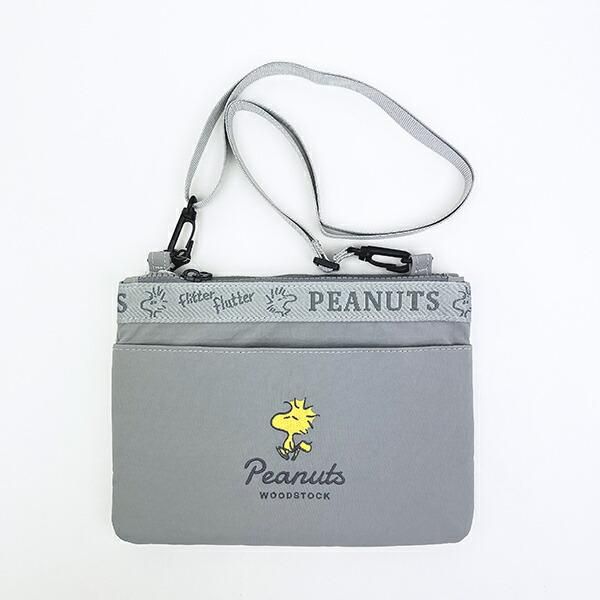 スヌーピー ウッドストック 2ルームショルダーバッグ グレー SNOOPY