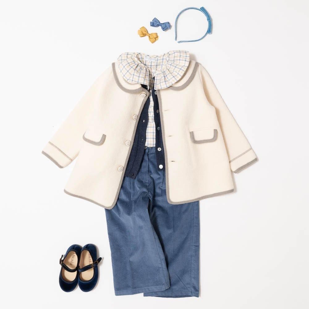 Amaia Kids - Big collar coat - White アマイアキッズ - ウールコート