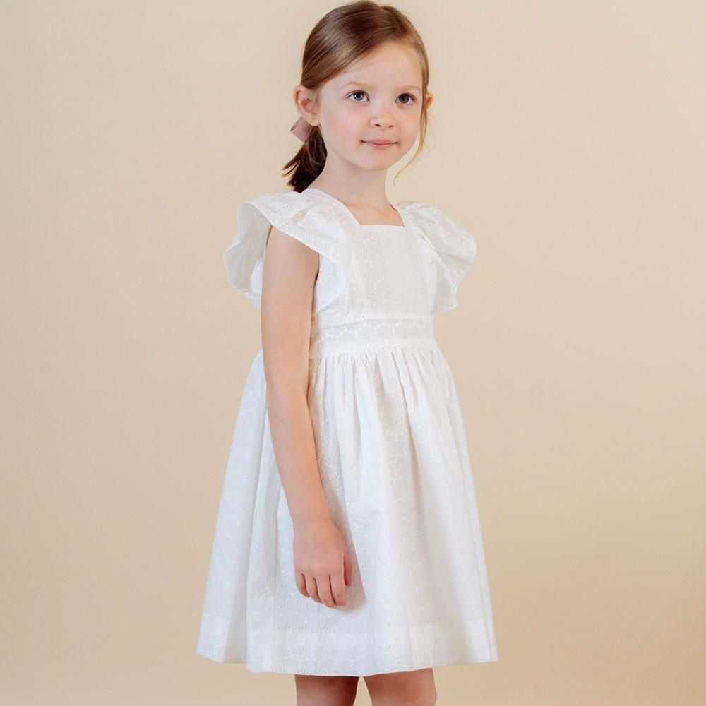 Amaia Kids - Coralie dress - White cotton lace アマイアキッズ