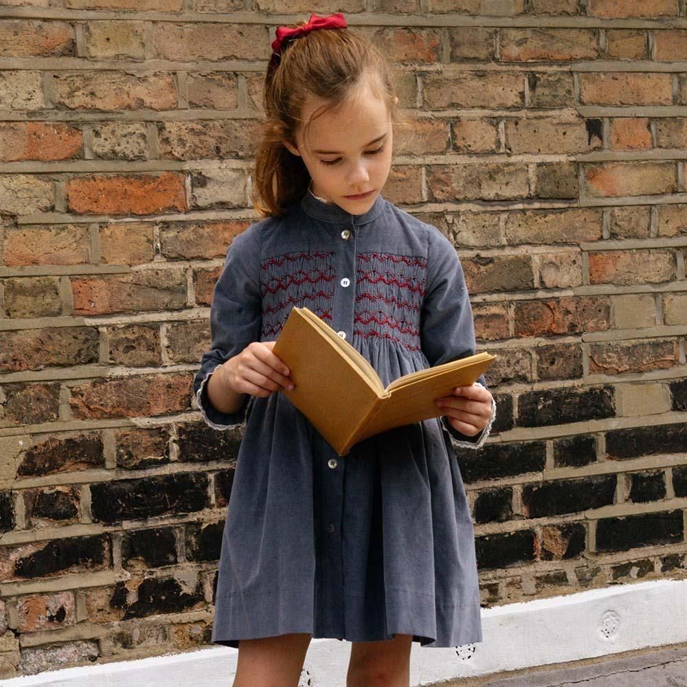 SALE40%OFF】Amaia Kids - Ines dress - Midnight blue corduroy