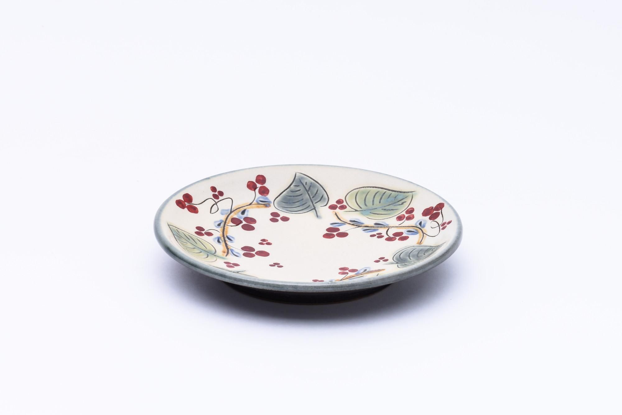 5寸皿 | 赤絵デコレーション - 育陶園 やちむんの窯元｜沖縄の陶器 和