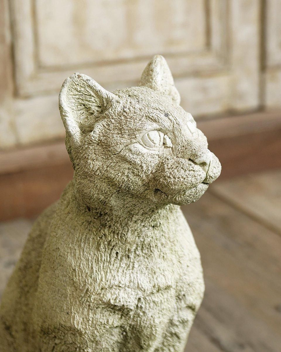 フランスアンティーク ネコの石像（ガーデニングオブジェ）.2