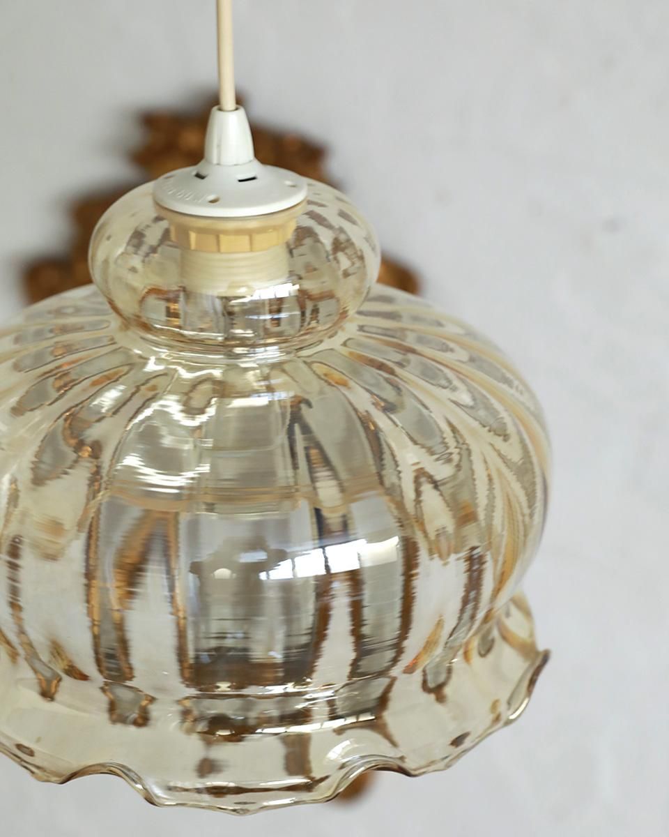 フランスアンティーク ガラスシェードランプ ペンダントランプ