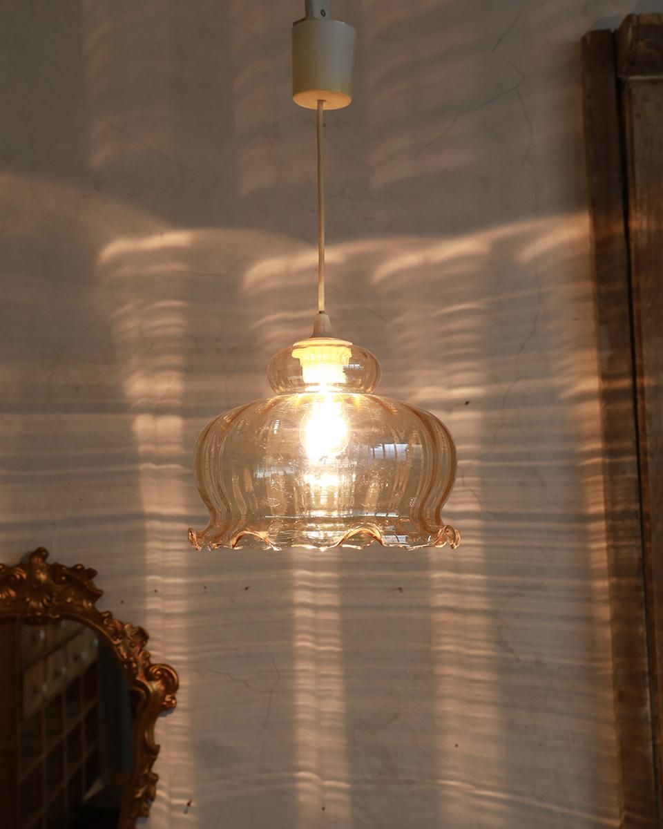 フランスアンティーク ガラスシェードランプ ペンダントランプ