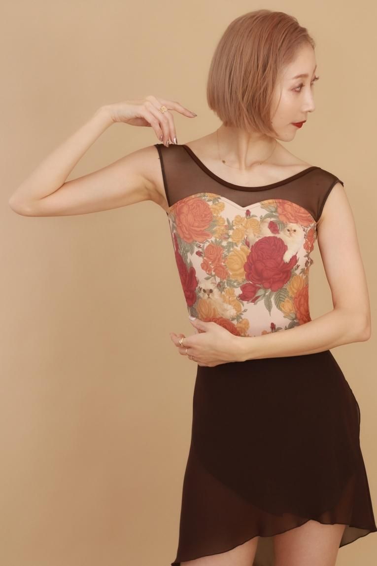 Peony cats】No sleeve design - Balletwear brand unoa