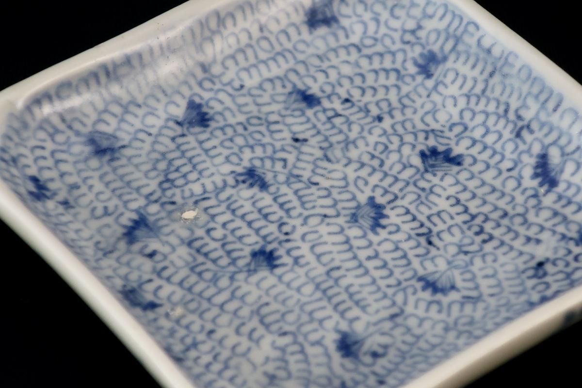 伊万里染付微塵唐草文角豆皿 五枚組 / Imari Small Square Blue