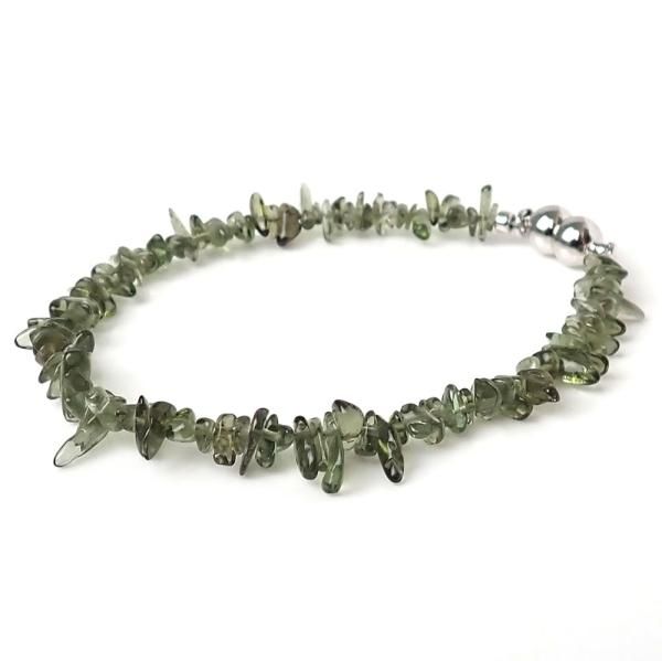 モルダバイト さざれ 3 - 3.5mm 内周15.5cm ブレスレット [X3918