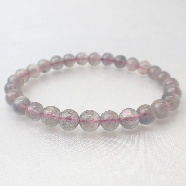 ピンクラブラドライト ラウンド 6.5mm 内周15.5cm ブレスレット [X6065