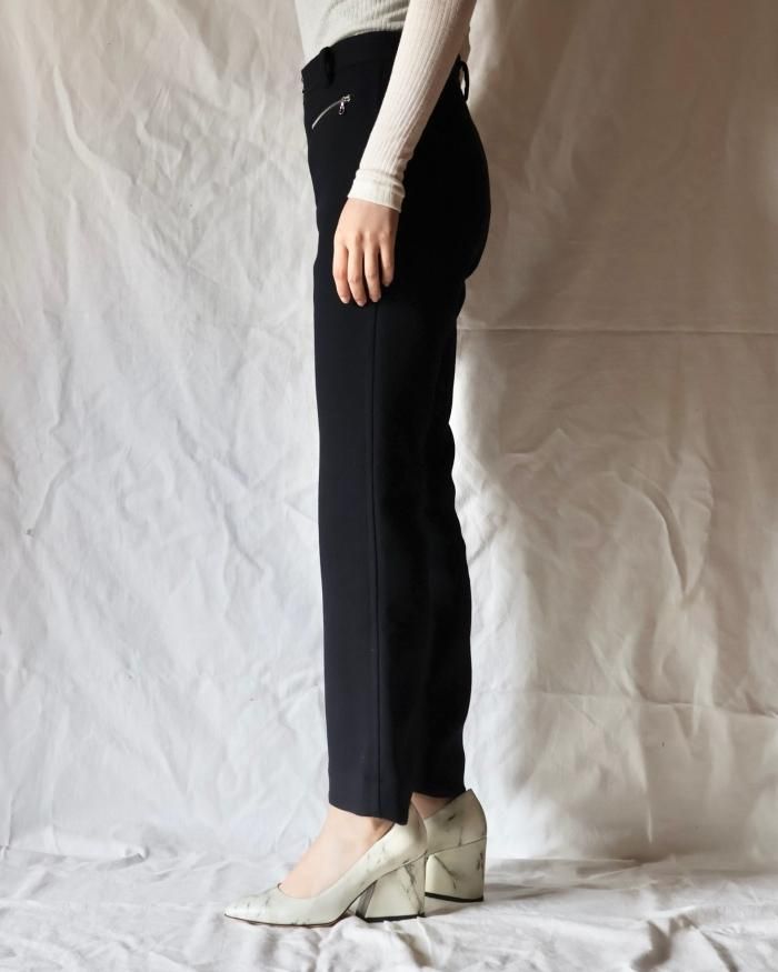 FUMIKA UCHIDA： DOUBLE FACED ZIP FLARED PANTS - NAVY - ORANN