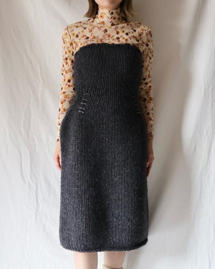 FUMIKA UCHIDA： HAND KNITTED BARE DRESS - CHARCOAL - ORANN ONLINE SHOP