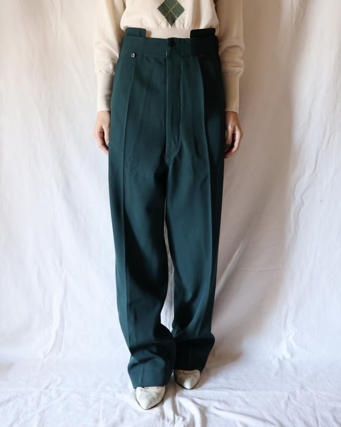 FUMIKA UCHIDA： HIGH-WAIST BAND PANTS - BRITISHGREEN/BLK - ORANN