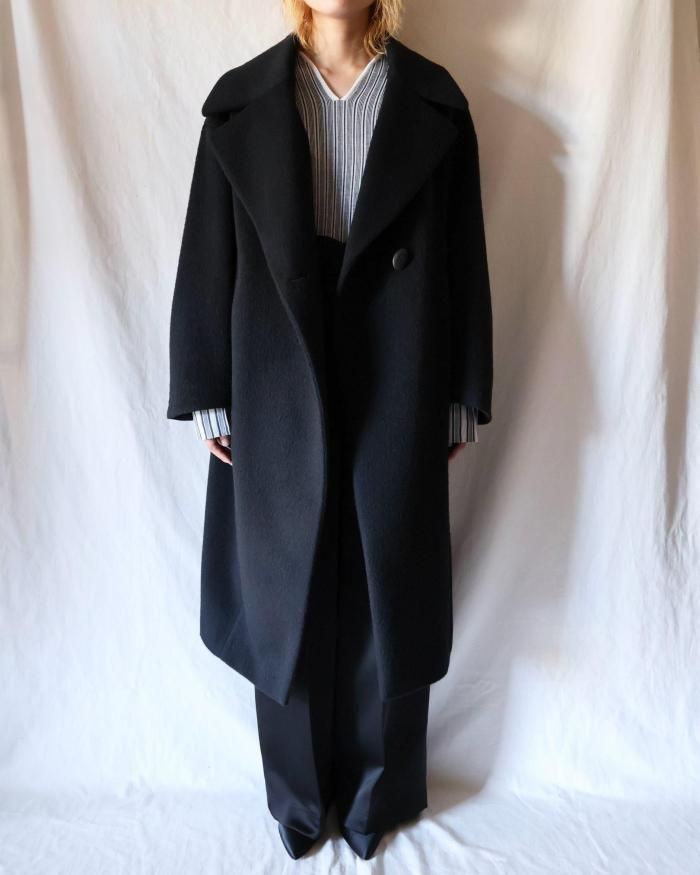 Mame Kurogouchi：Wool Arupaka Long Cort - BLACK - ORANN ONLINE SHOP
