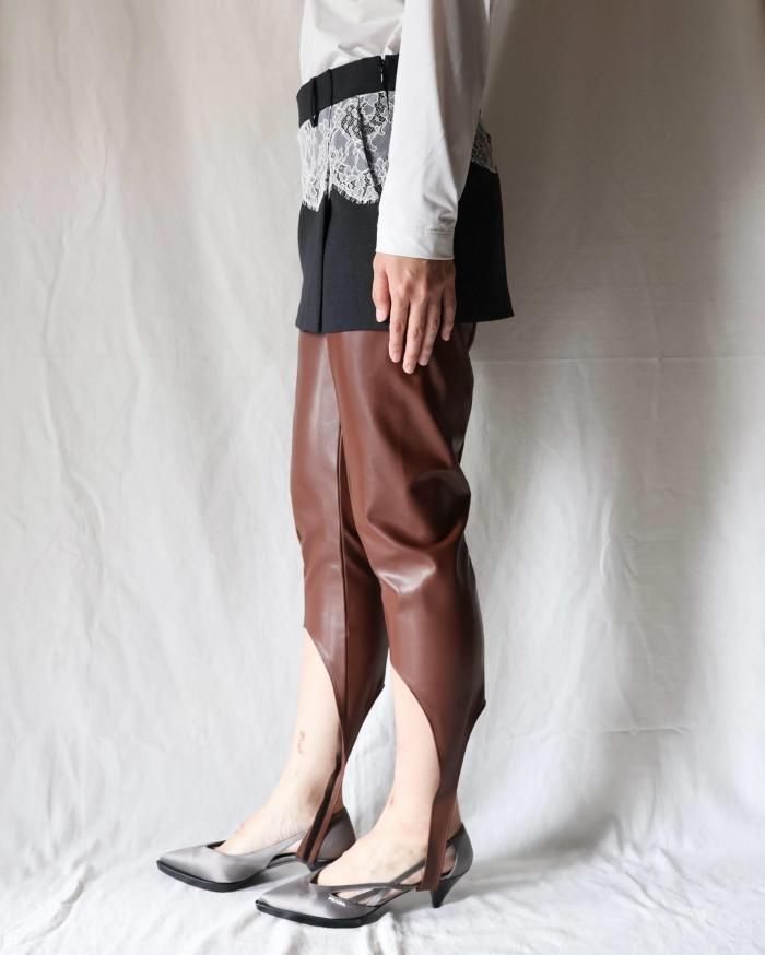 FUMIKA UCHIDA： SUITING LACE WAIST MINI SKIRT - CHL/WHITE - ORANN