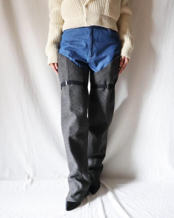 FUMIKA UCHIDA： FELT THIGH-HIGH LEG COVERS - DARK GREY - ORANN