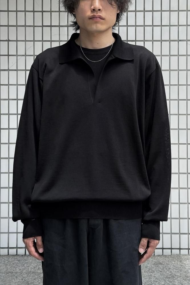 WOOL/SILK KNIT SKIPPER LS(BLACK) - H-L